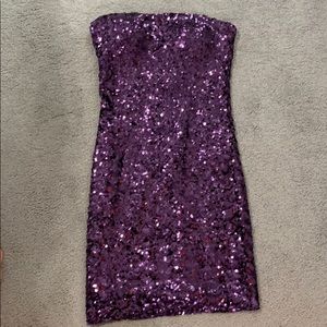 Purple sparkle strapless dress